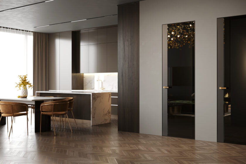 Porte affleurante invisible finition miroir noir