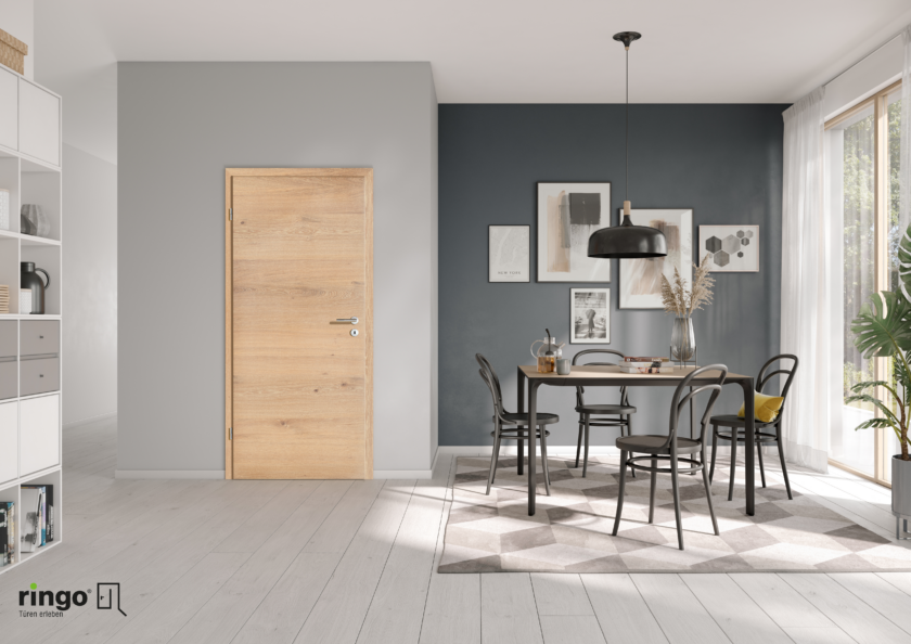 Porte interieur chambranle feuillure aspect bois cpl