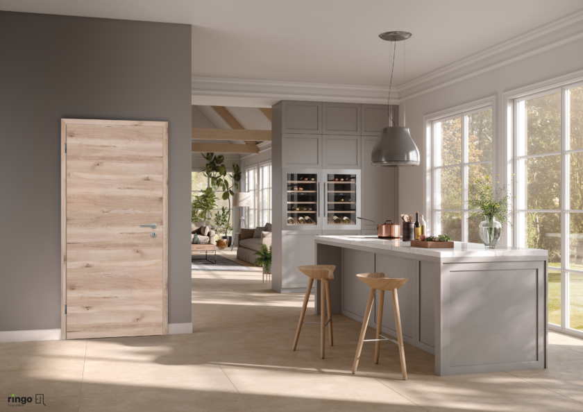 porte chambranle feuillure aspect bois cpl couleurs cendre fil vertical porte interieur cuisine