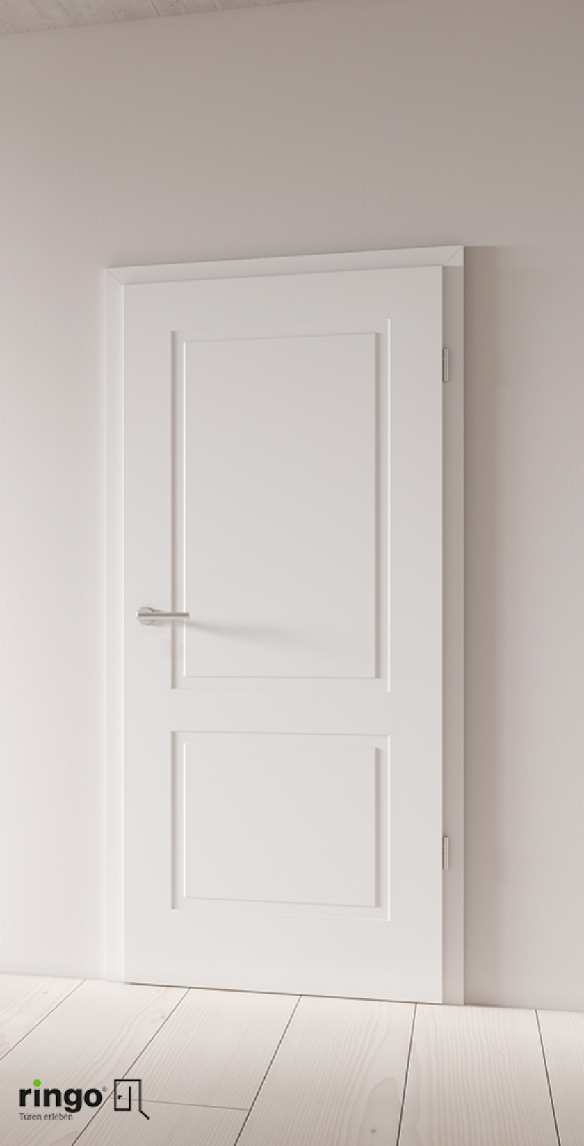 Porte classique chambranle feuillure laquée blanche 2 panneaux