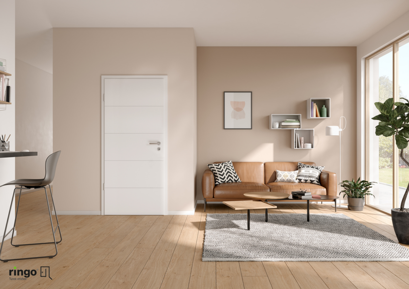 Porte feuillure rainure blanche