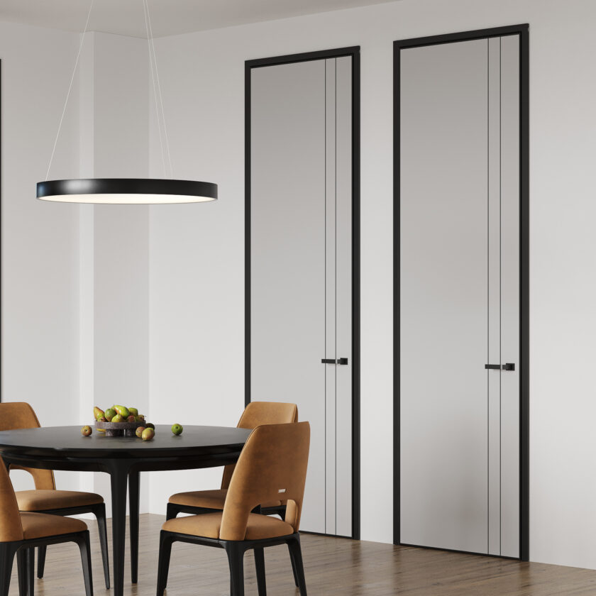 Portes affleurantes grises avec 2 filets décoratifs