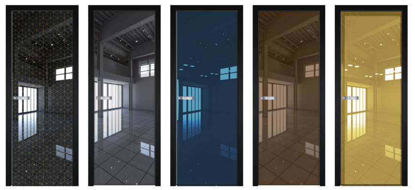 Finition brillante porte bleue brune dore noire